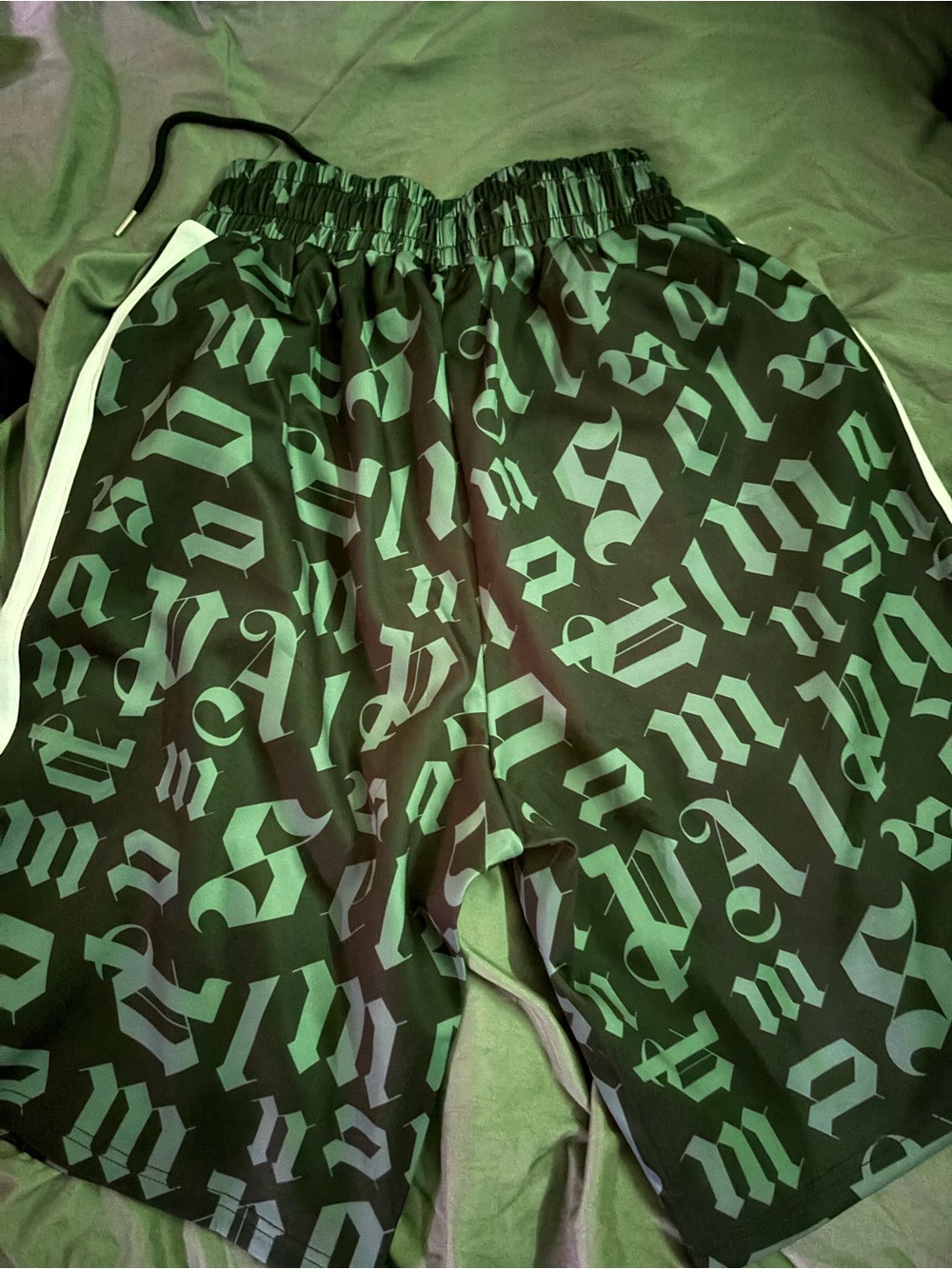 Palm Angels Black and Grey All-Over Logo Shorts never wear - Picture 3 of 4
